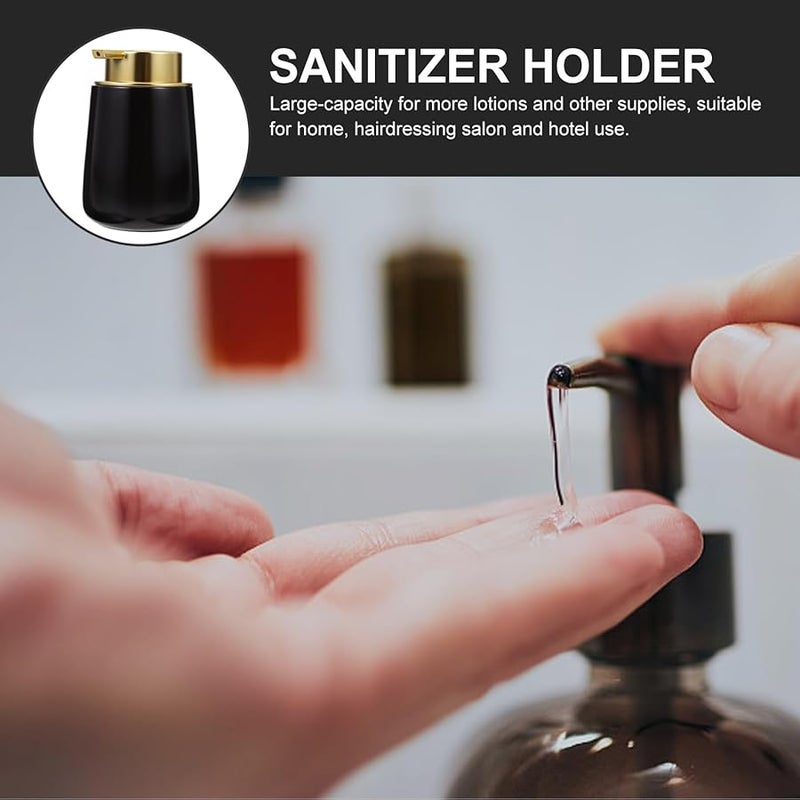 Black Ceramic Refillable Lotion Dispenser 400ml Pump Bottle For Shampoo Shower - Image 5